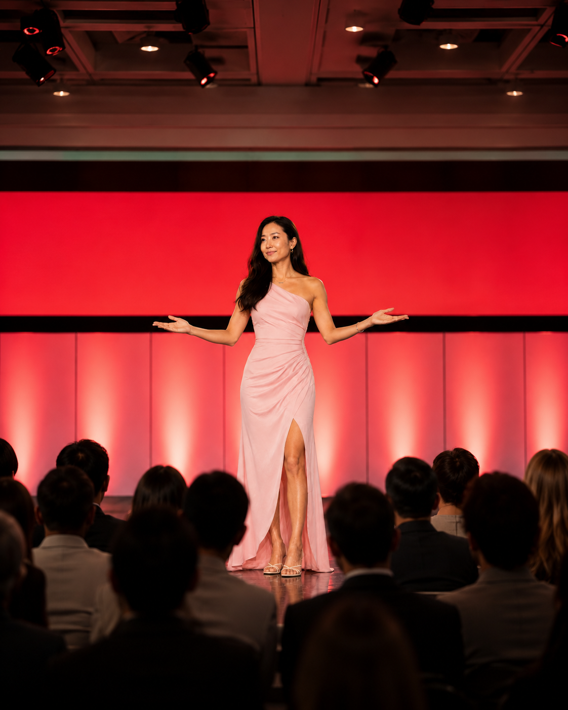 Tea speaking on stage